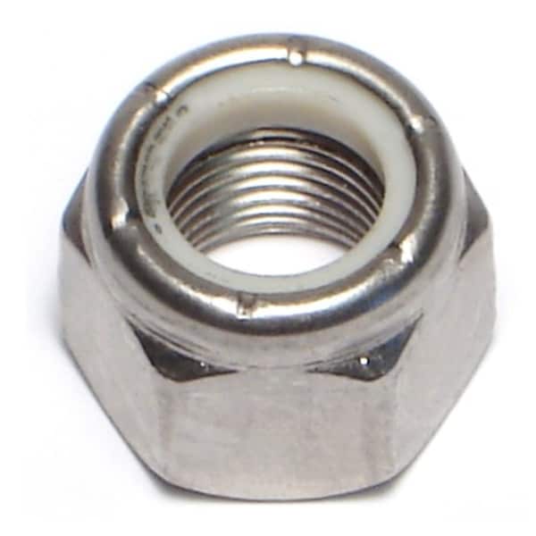 Nylon Insert Lock Nut, 1/2"-20, 18-8 Stainless Steel, Not Graded, 6 PK